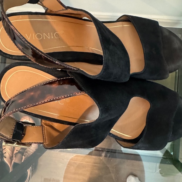 Vionic Bianca Backstrap chunky heel sandal tortoise Strap Black Suede Size 7.5 - Picture 11 of 14